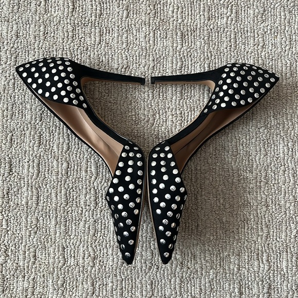 INC Macy’s Kenjay D'Orsay Black Silver Studded Heels Pumps size 9.5 - Picture 6 of 12